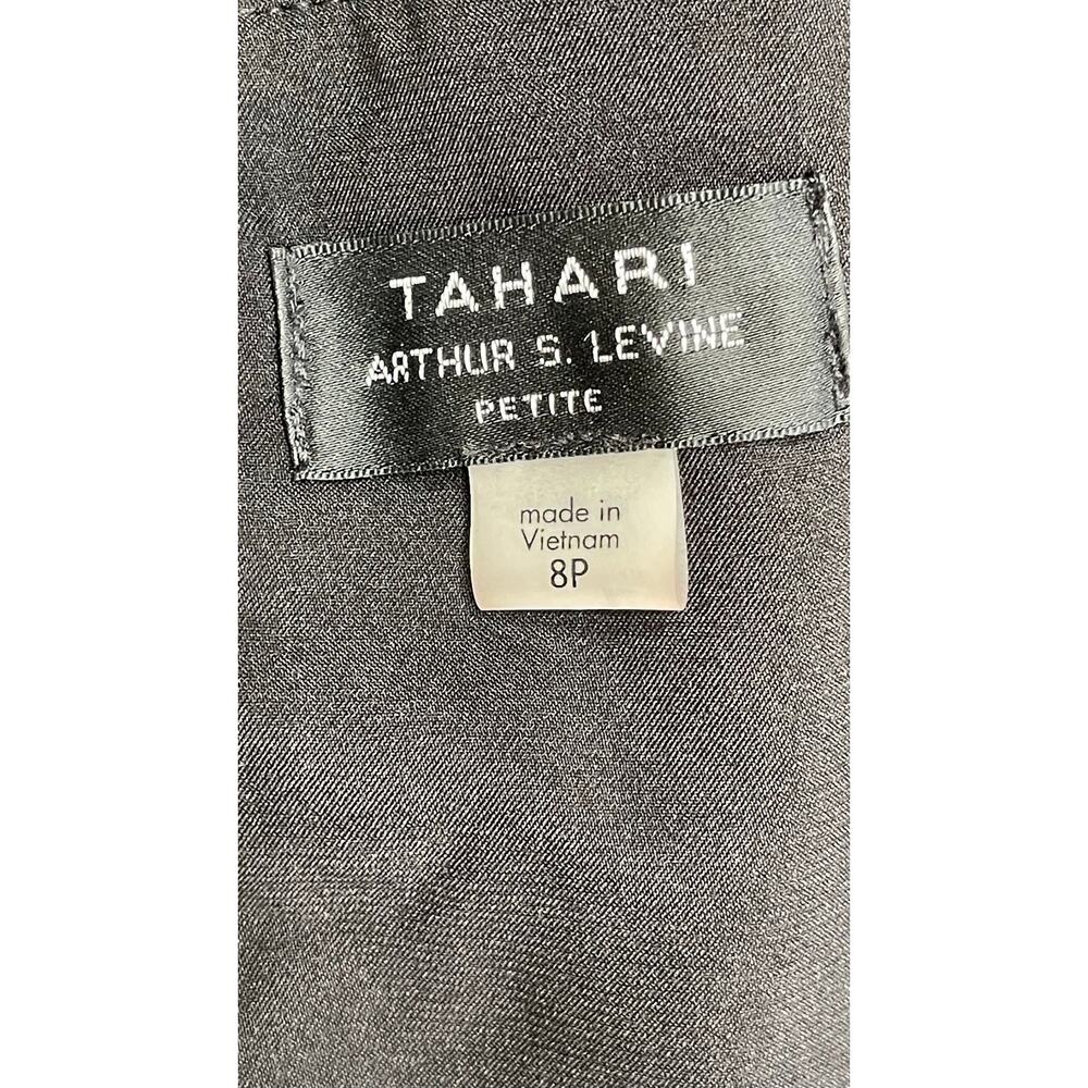 Tahari Arthur S Levine 8P Petite Black Floral Embroidered Lace Sheath Midi Dress - Picture 6 of 13